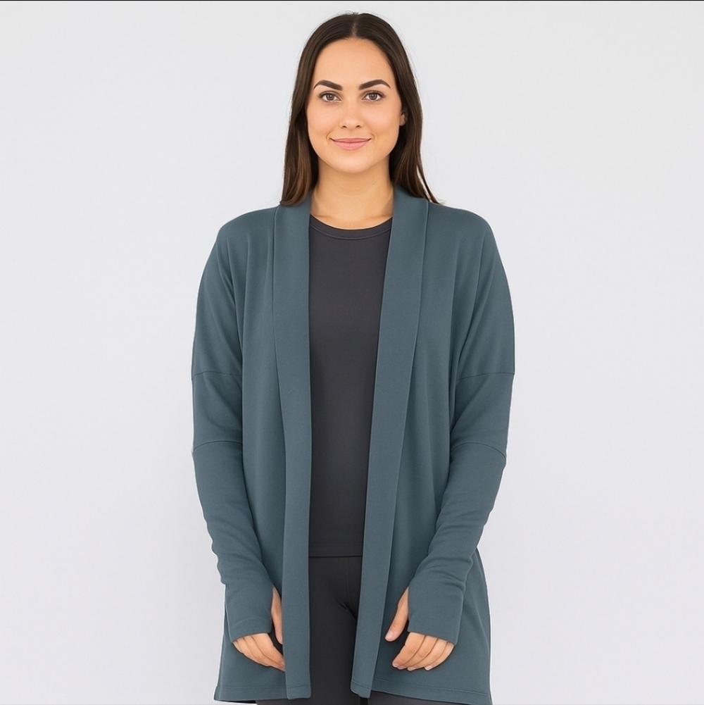 Lululemon Back in Action Wrap Cardigan Sea Steel Green Size 8